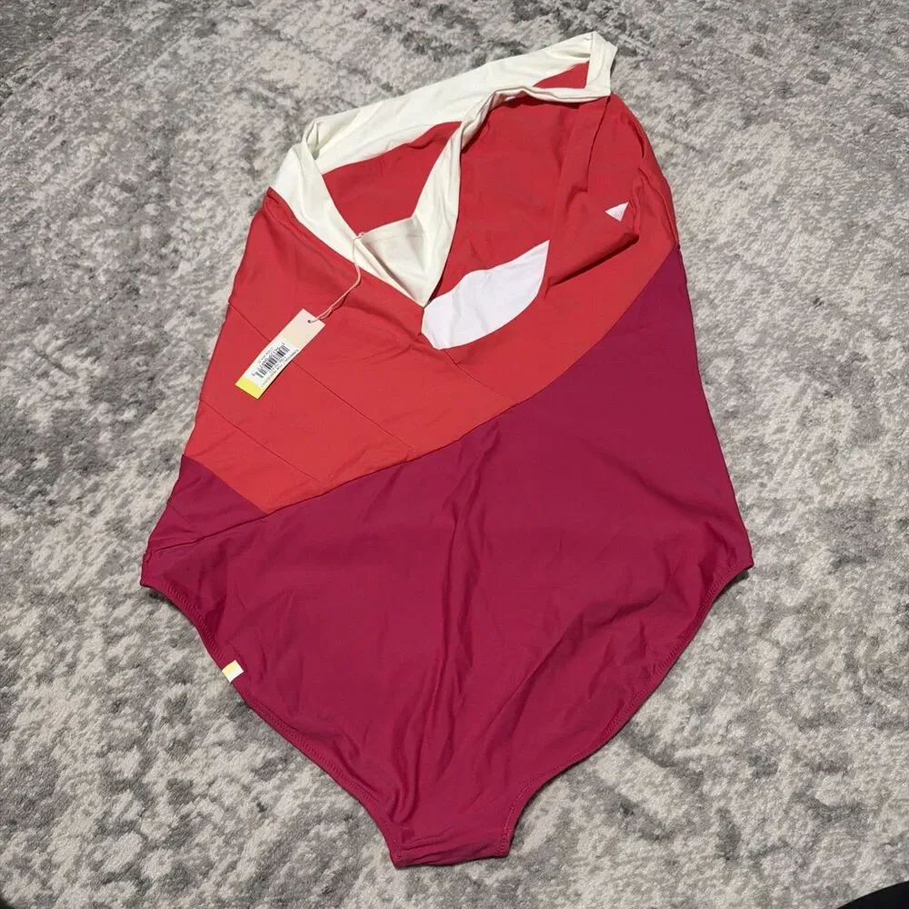 Summersalt The Sidestroke OnePiece Swimsuit Lava & Hibiscus & White Sand US22 LT